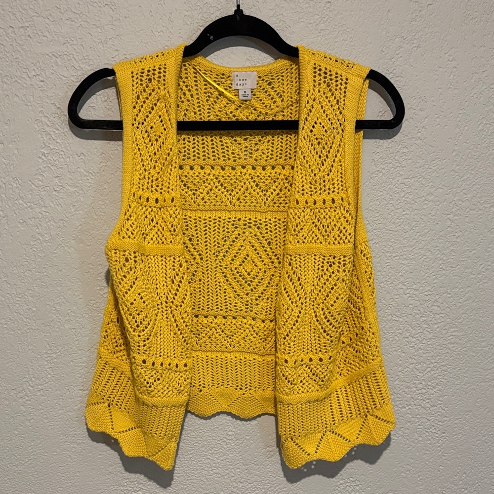 a new day Yellow Crochet Sleeveless Top
